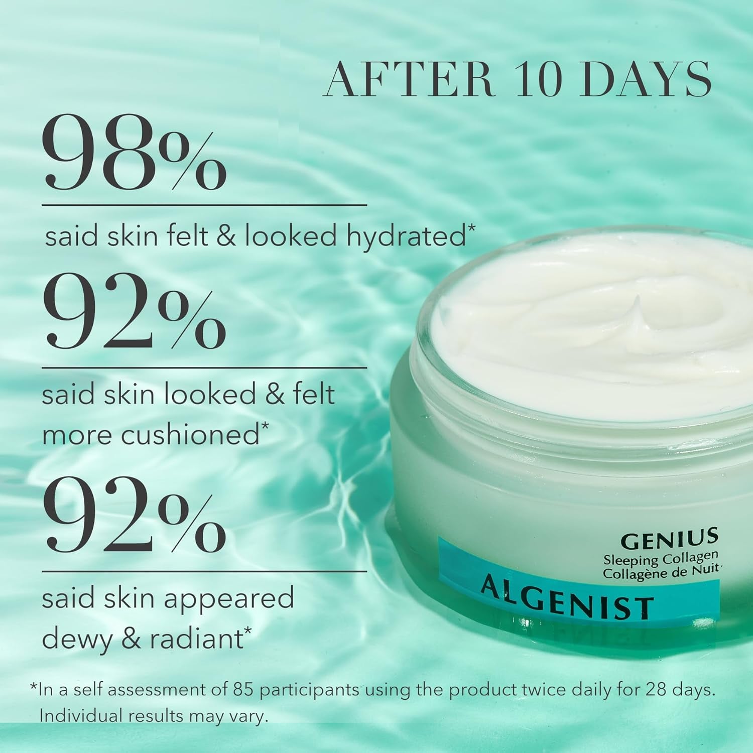 Algenist GENIUS Sleeping Collagen – 60ml | Overnight Vegan Collagen Moisturiser for Youthful, Radiant Skin