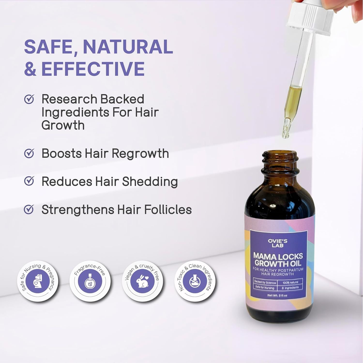 Ovie's Lab MAMA Locks Growth Oil – 60ml | Postpartum Hair Regrowth with 8 Natural Oils