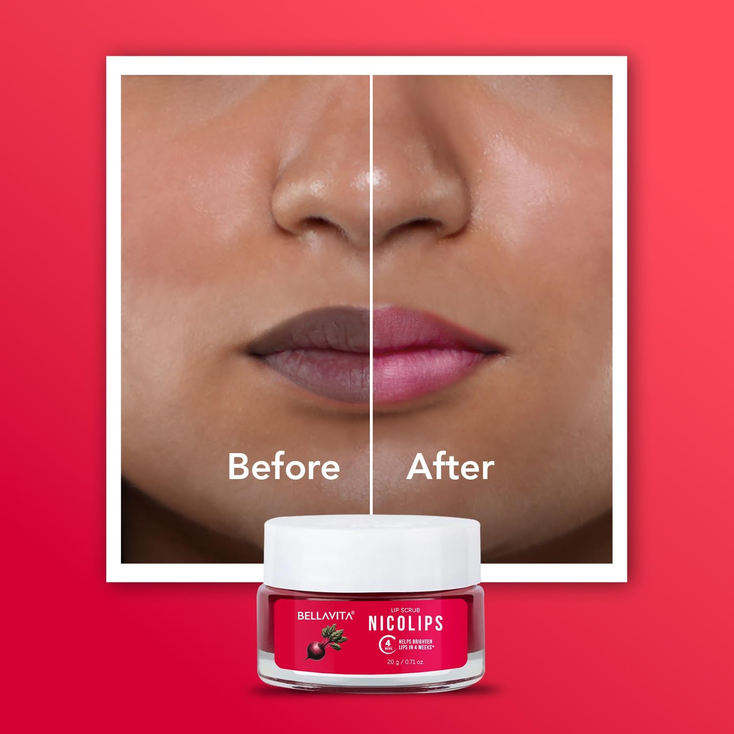Bella Vita Organic Lip Scrub NICOLIPS – 20g | Exfoliate, Hydrate & Brighten Lips