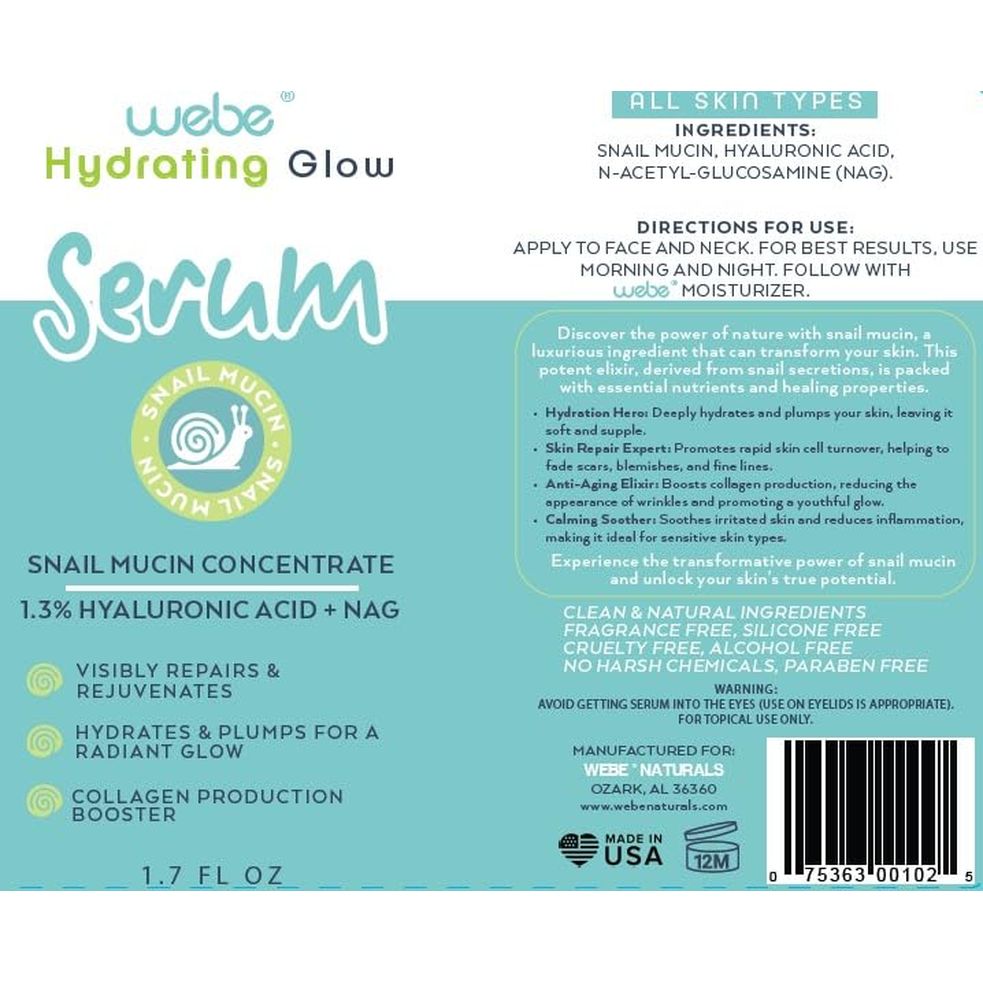 WEBE 94% Snail Mucin Hydrating Glow Serum – 50ml | Deep Hydration & Radiant Skin