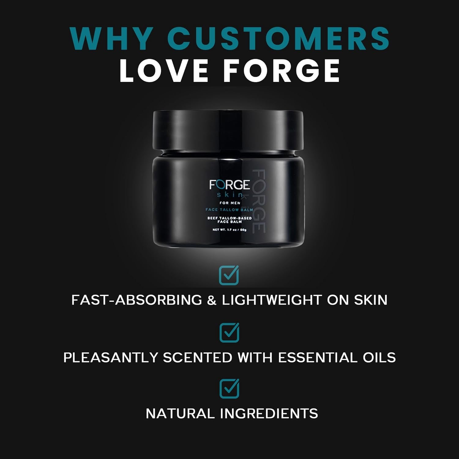 Forge Skin Face Tallow Balm for Men – 50g | Collagen-Infused Moisturiser for Hydration, Anti-Aging & Under-Eye Support
