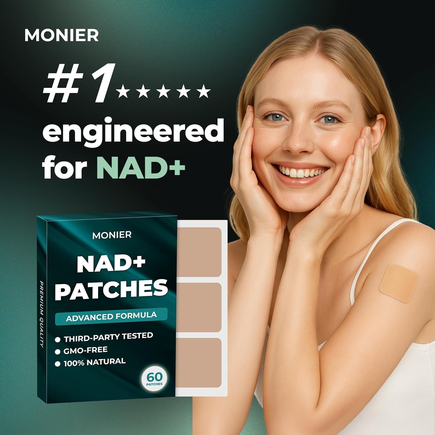 MONIER NAD+ Patches – 60 Patches | Easy-to-Use, Natural Energy & Cellular Support