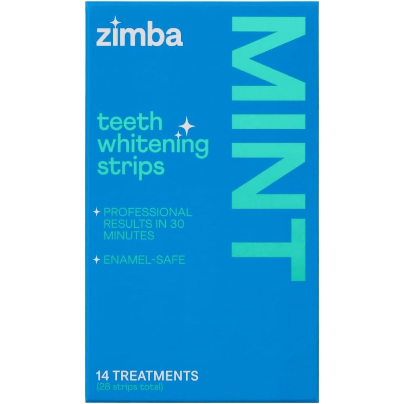 Zimba Mint Teeth Whitening Strips – 14 Treatments (28 Strips) | Whiten Teeth, Remove Stains & Refresh Breath