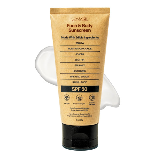Sky and Sol Face & Body Sunscreen SPF 50 – 85g | Tallow-Based, Reef-Safe Mineral Sun Protection