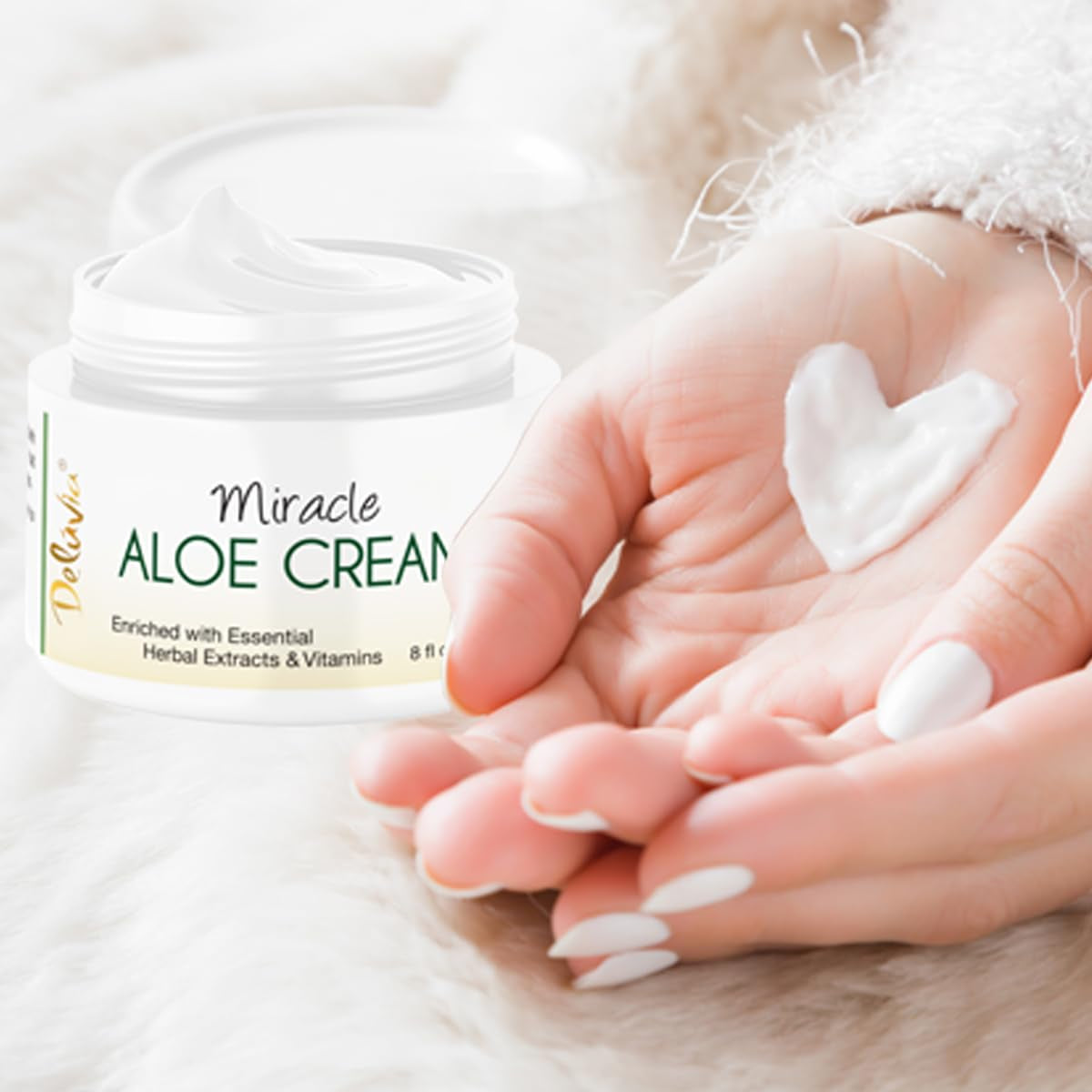DELÚVIA Miracle Aloe Cream – 237ml | Soothing Aloe Vera Moisturizer for Face & Body