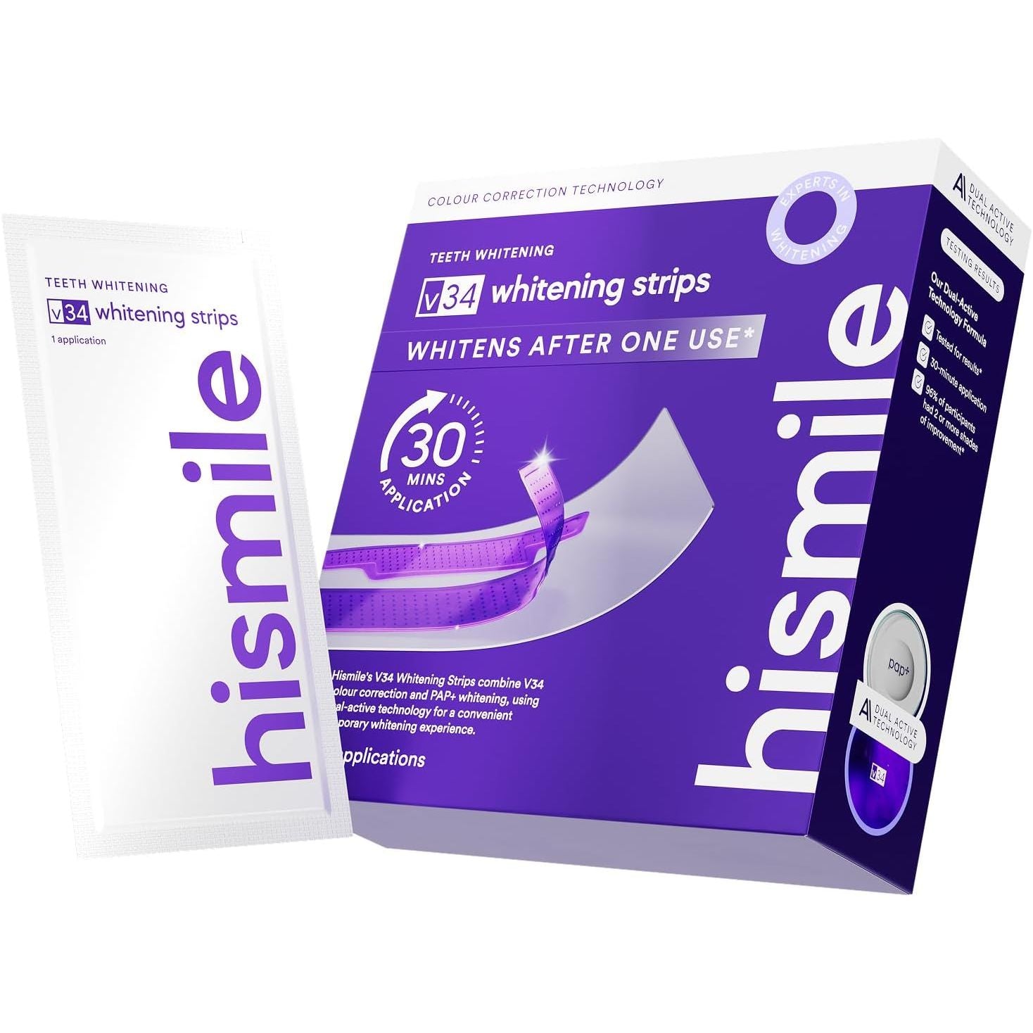 Hismile V34 Colour Corrector Whitening Strips | Instantly Brighten, Balance Tone & Boost Whitening Results