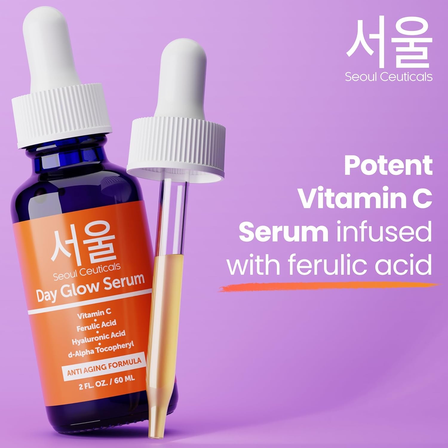 SeoulCeuticals Day Glow Serum – 60ml | Korean Vitamin C + Ferulic Acid Brightening & Anti-Aging Treatment