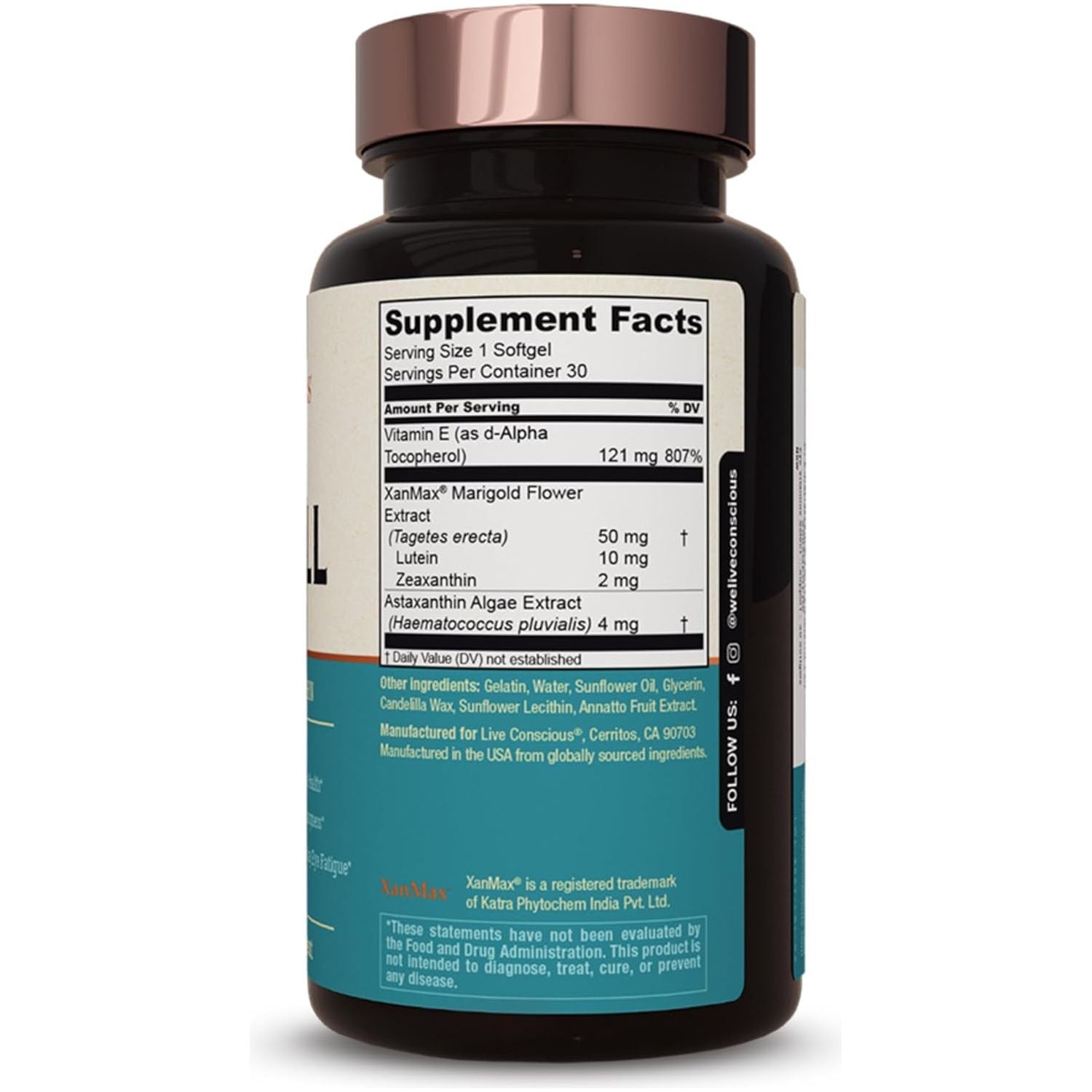 Live Conscious OPTIWELL Screen Time Defense – 30 Softgels | Blue Light Eye Support + Vision Protection
