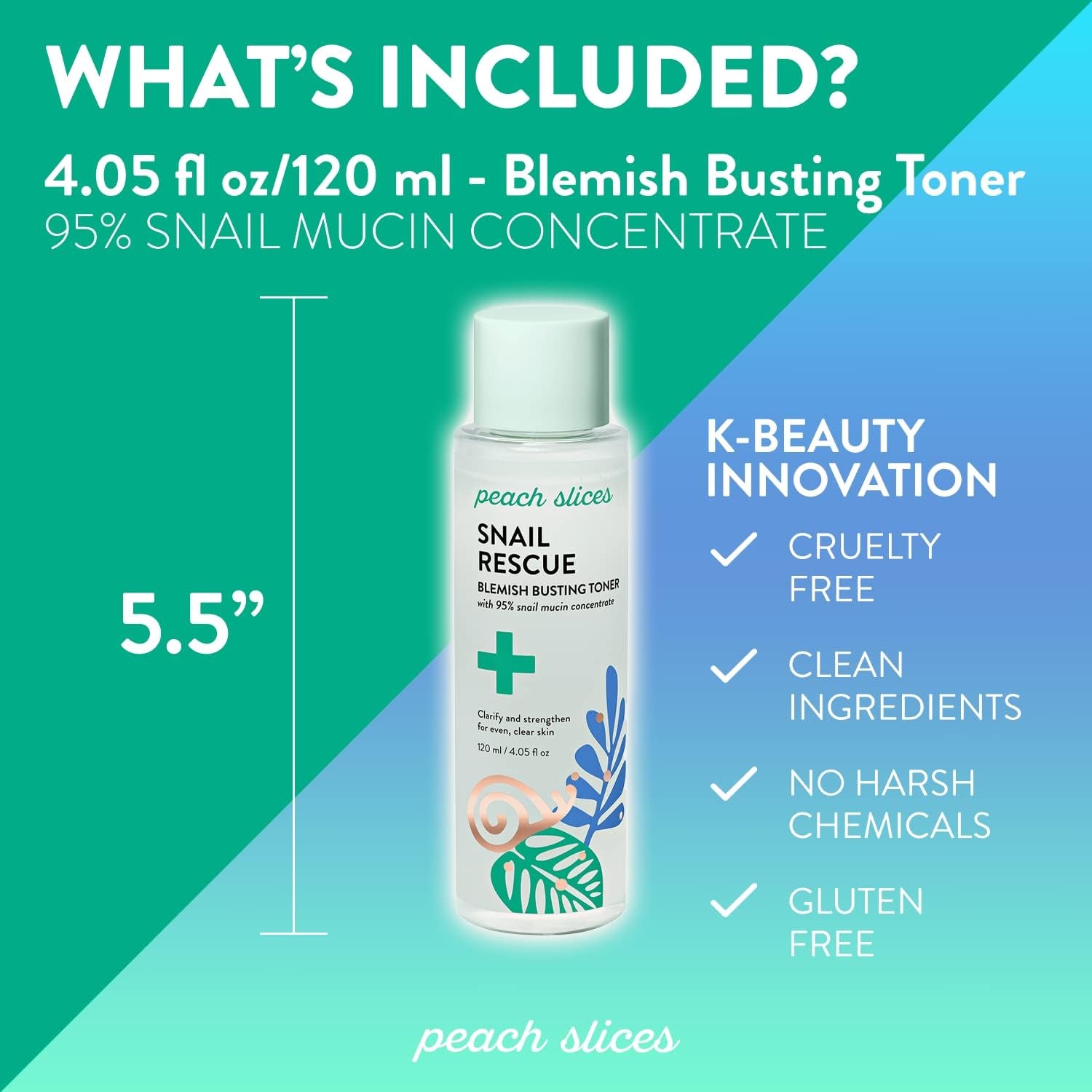 Peach Slices Snail Rescue Blemish Busting Toner – 120ml | Hydrate, Exfoliate & Target Blemishes with 95% Snail Mucin & Cica