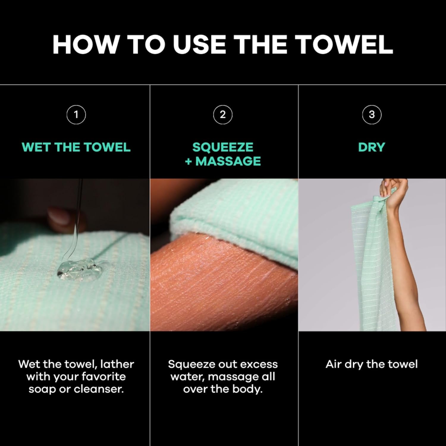 Dermasuri Japanese Exfoliating Shower Towel - 2 Pack