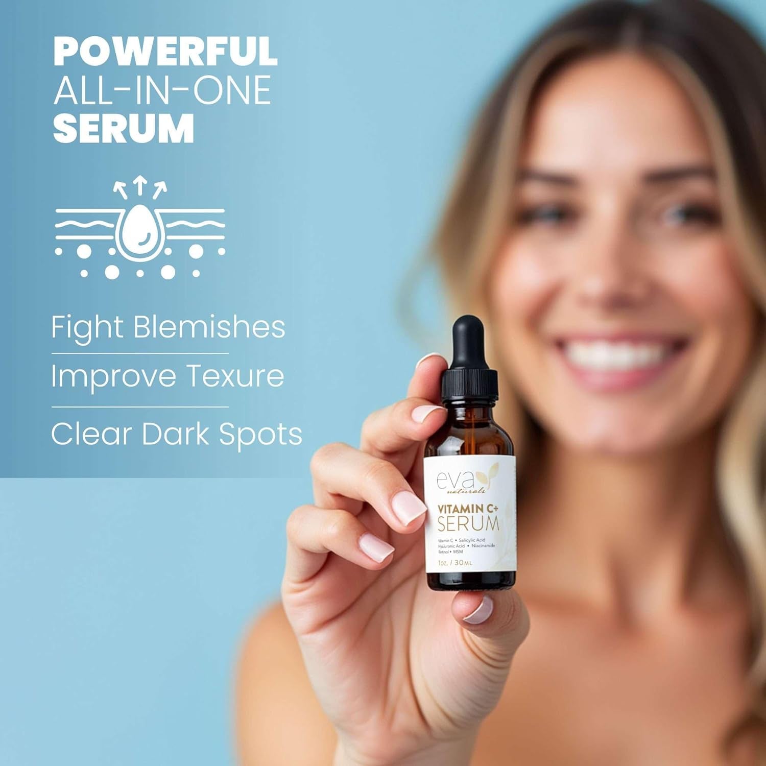 Eva Naturals Vitamin C+ Serum – 30ml | Brightening, Anti-Aging & Acne Care