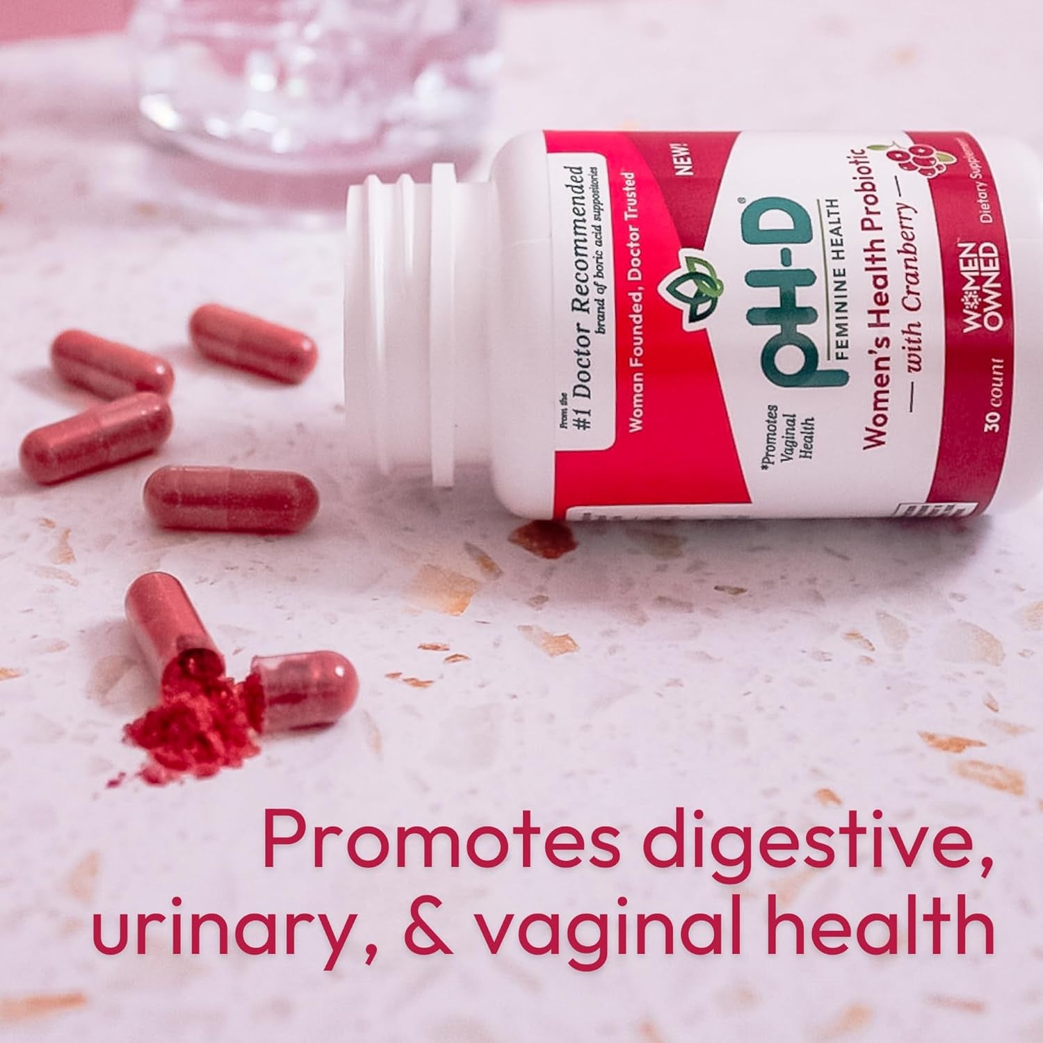 pH-D Feminine Health Support Women’s Health Probiotic with Cranberry – 30 Capsules | Vaginal, Urinary & Digestive Support