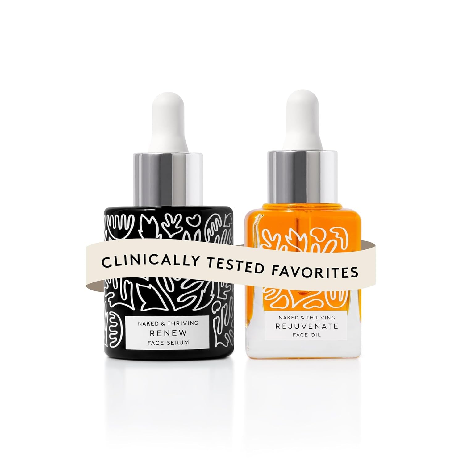 the Night Set | Renew Resurfacing Night Serum (30 Ml) + Rejuvenate Restorative Face Oil (35 Ml) with Hyaluronic Acid, Argan & Sea Buckthorn Oils and Fruit Ahas (Set of 2)