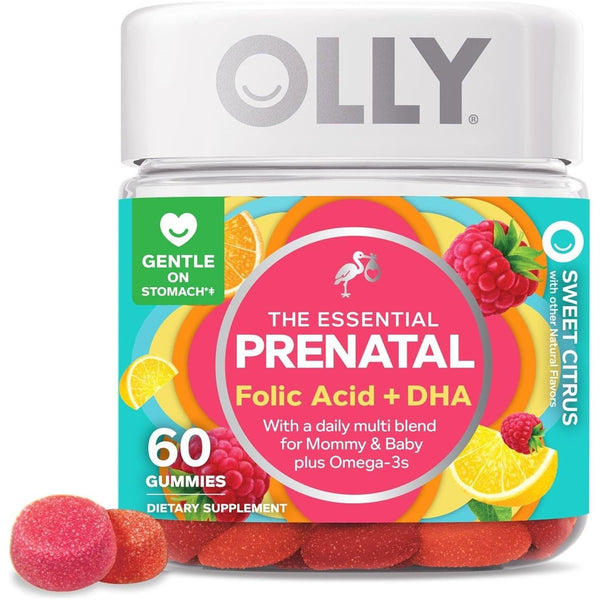 the Essential Prenatal Gummy Multivitamin, 30 Day Supply ( Gummies), Sweet, Folic Acid, Vitamin D, Omega 3 DHA, Chewable Supplement, White Citrus, 60 Count (Pack of 1)