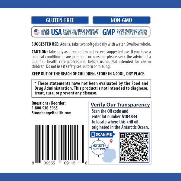 Dynamic Krill Oil 1600Mg – Triple Strength Antarctic Omega-3 Supplement with EPA, DHA, Phospholipids & 2Mg Astaxanthin – Supports Heart, Brain, Skin, Joint & Eye Health – 60 Softgels