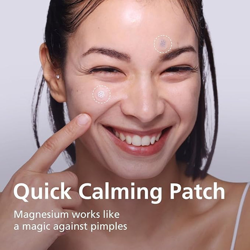 DWEasyDerm Quick Calming Magnesium Patches – 30 Patches (Bulk Pack) | Korean Acne Spot Treatment with Free CICA Ampoule