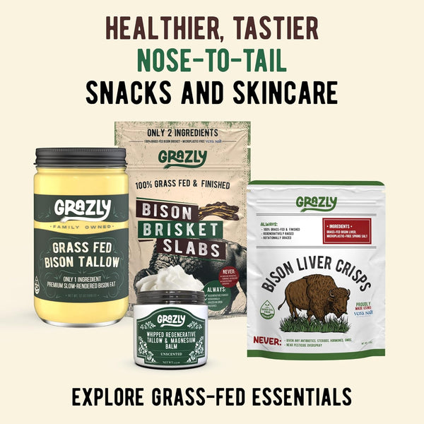 Grazly Whipped Regenerative Bison Tallow Balm (Sandalwood) – 71g | Deep Hydration & Skin Nourishment