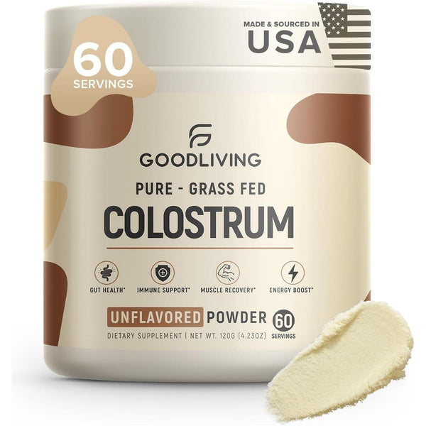 GoodLiving Pure – Grass Fed Colostrum Unflavored Powder – 120g | Immune, Gut & Muscle Support Superfood