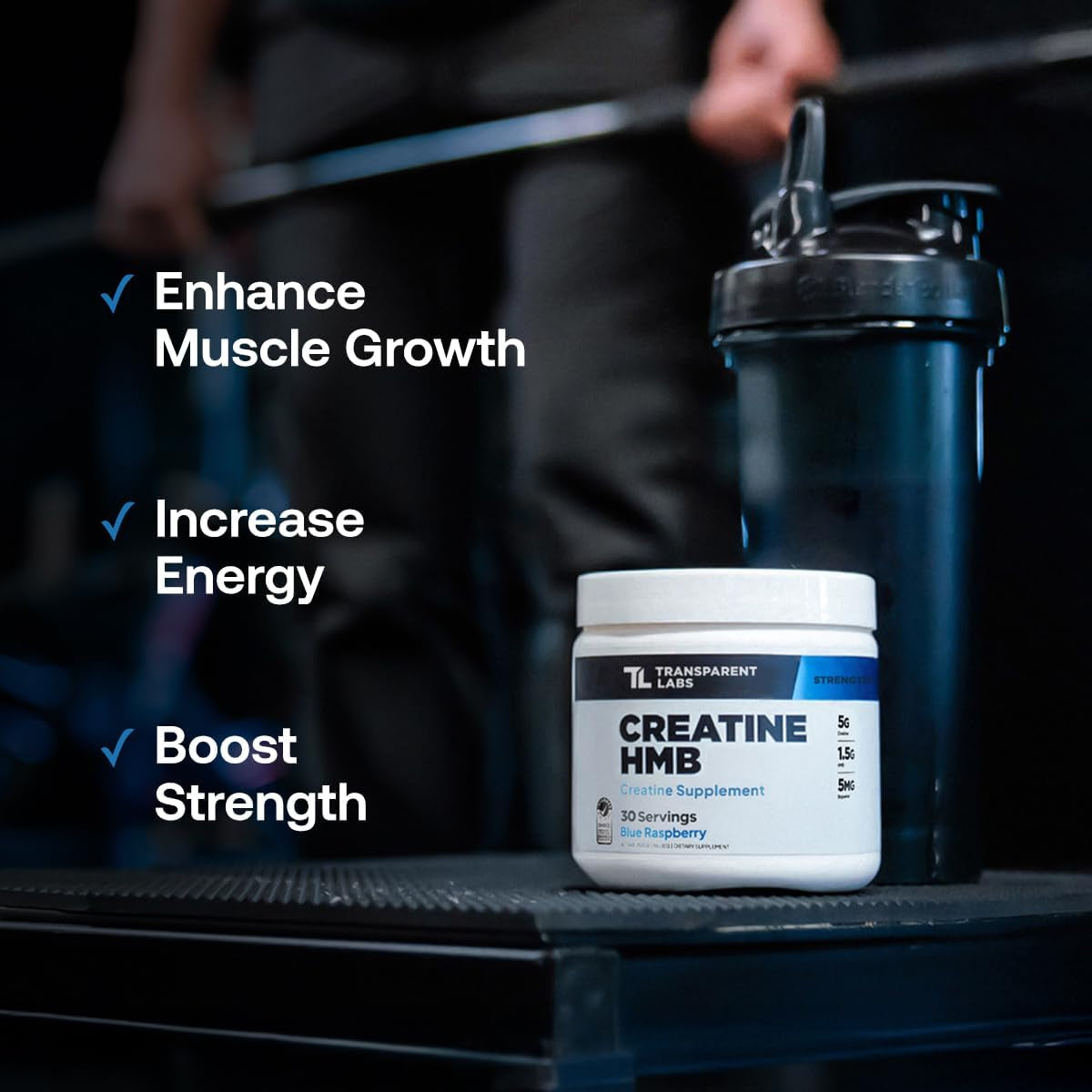 Creatine HMB - Creatine Monohydrate Powder with HMB for Muscle Growth, Increased Strength, Enhanced Energy Output, and Improved Athletic Performance - 30 Servings, Strawberry Lemonade