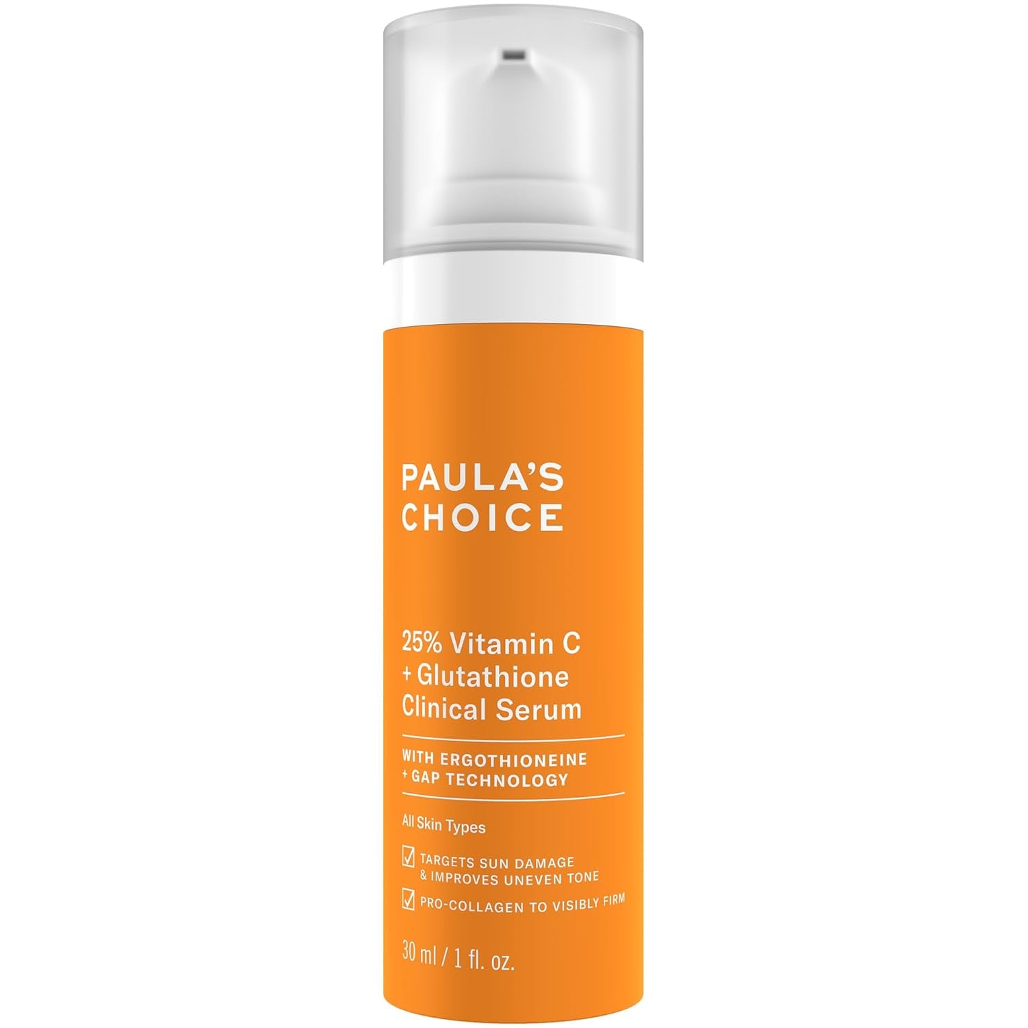 Paula’s Choice 25% Vitamin C + Glutathione Clinical Serum – 30ml | Brightens, Firms & Fades Stubborn Discoloration