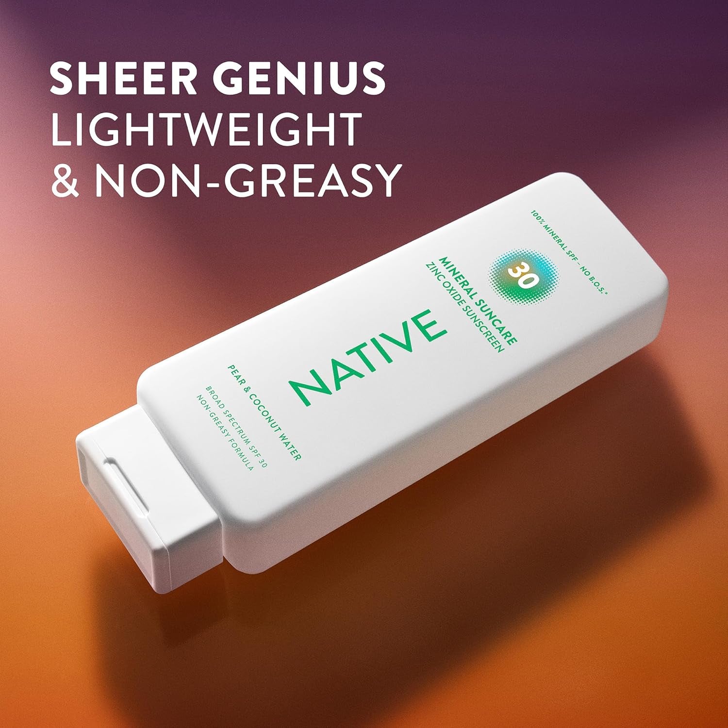 Sunscreen Lotion Pear & Coconut Water SPF 30, 100% Mineral SPF for Face & Body Broad Spectrum UVA UVB for Men & Women, Suitable for Sensitive Skin & Hawaii Compliant, Lightweight, 7Oz