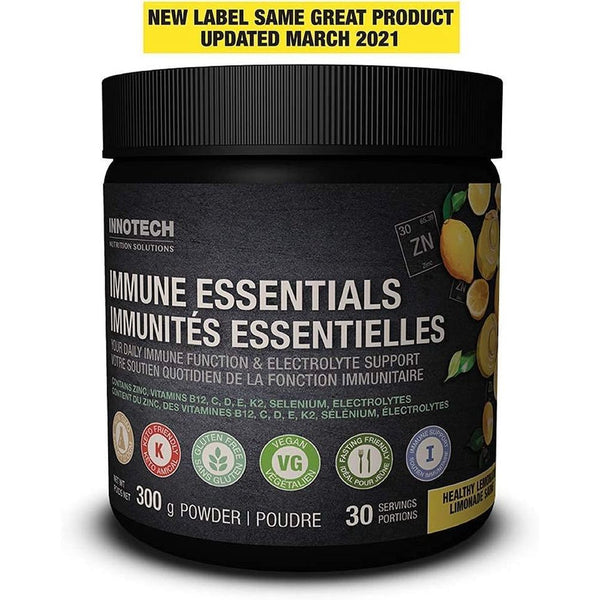 Innotech Nutrition Solutions Immune Essentials – 300g, Lemon Flavour | Daily Immune Support with Zinc, Prebiotics & Electrolytes