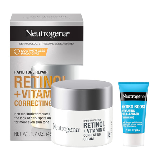 Neutrogena Rapid Tone Repair Retinol + Vitamin C Correcting Cream (48g) + Trial Size Hydro Boost Hydrating Gel Cleanser (15ml)