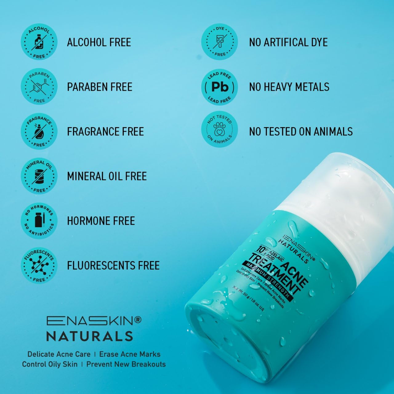 Enaskin Naturals 10% Azelaic Acid Acne Treatment – 50g | Advanced Acne & Scar Defense Gel-Cream