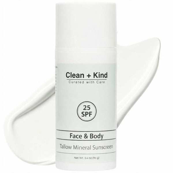 Tallow Sunscreen SPF 25 with Non-Nano Zinc Oxide – Natural Mineral, Reef-Safe & Non-Toxic Sunblock for Face & Body – Non-Greasy, Moisturizing Protection for Sensitive Skin (3.4 Oz)