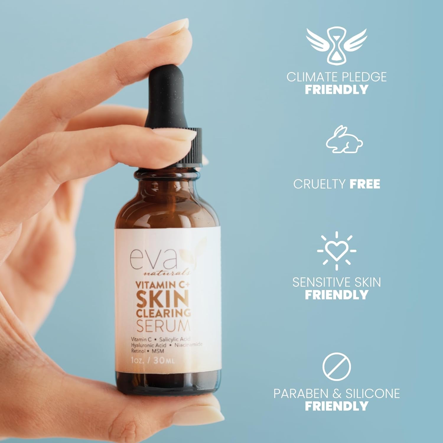 Eva Naturals Vitamin C+ Skin Clearing Serum – 30ml | Anti-Blemish, Pore-Refining & Brightening Face Serum
