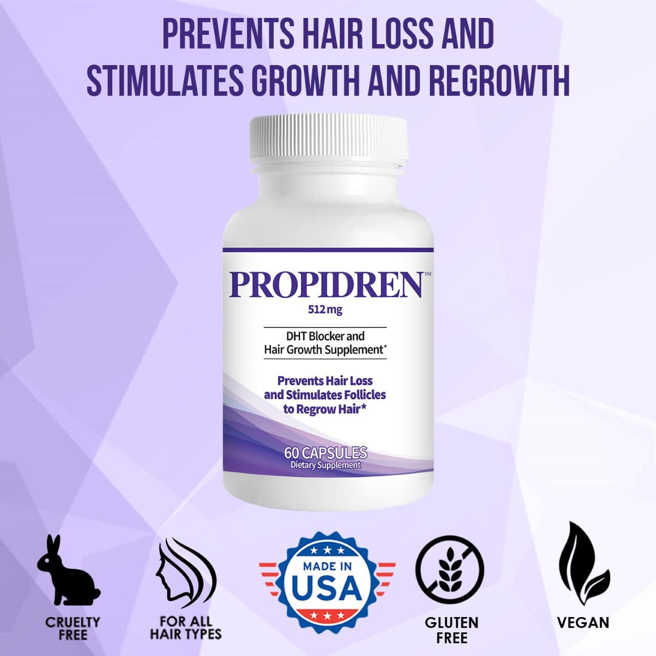 Pronexa Propidren – 512mg - 60 Capsules | DHT Blocker with Saw Palmetto, Biotin & Herbal Complex for Hair Loss Prevention