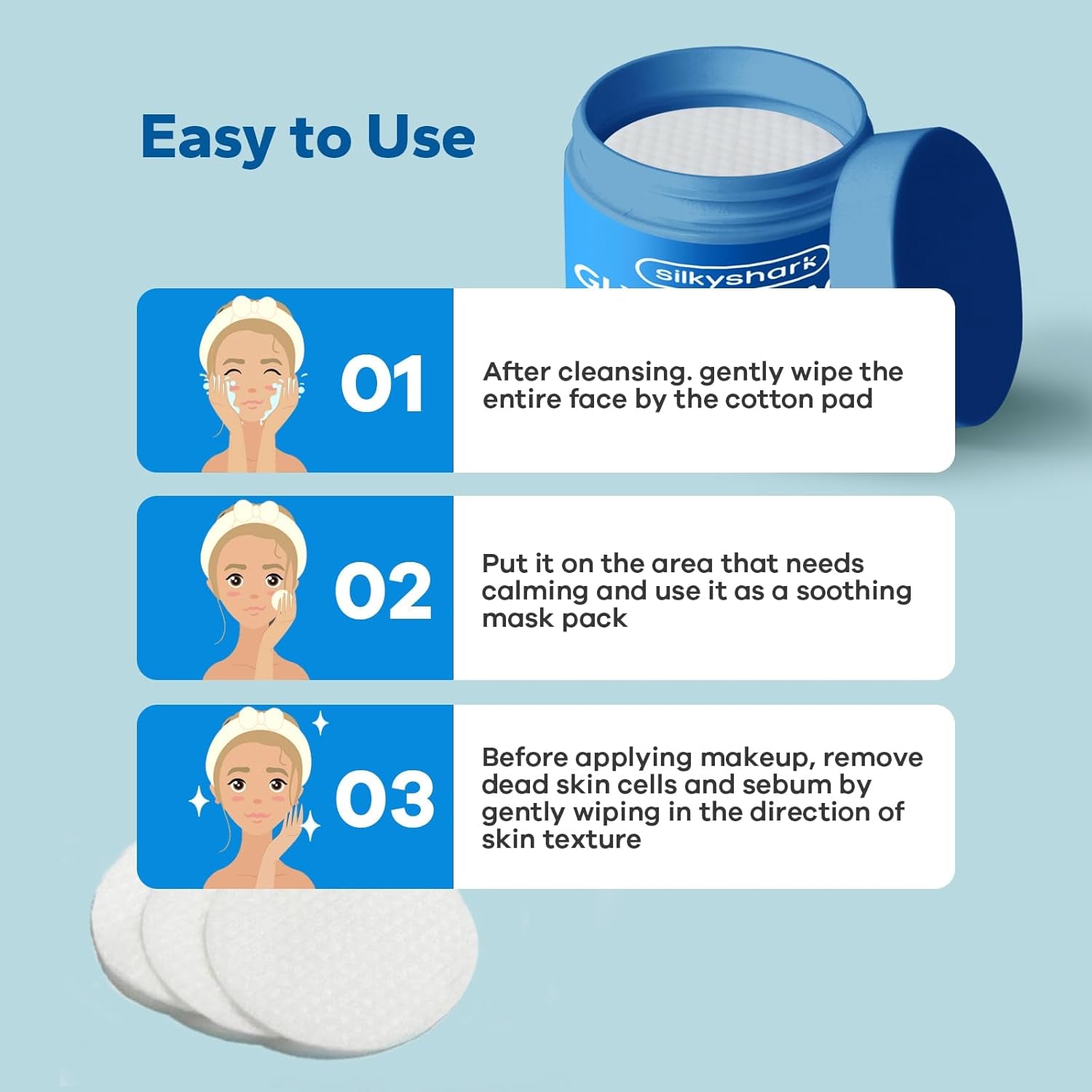 SilkyShark Glycolic Acid 20% Pads - 60 Pads