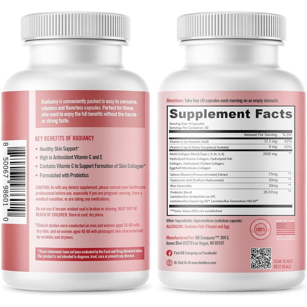 BB Company Radiancy – Cherry Flavor (120 Capsules) | Feminine Wellness, Vaginal Health & Collagen Support