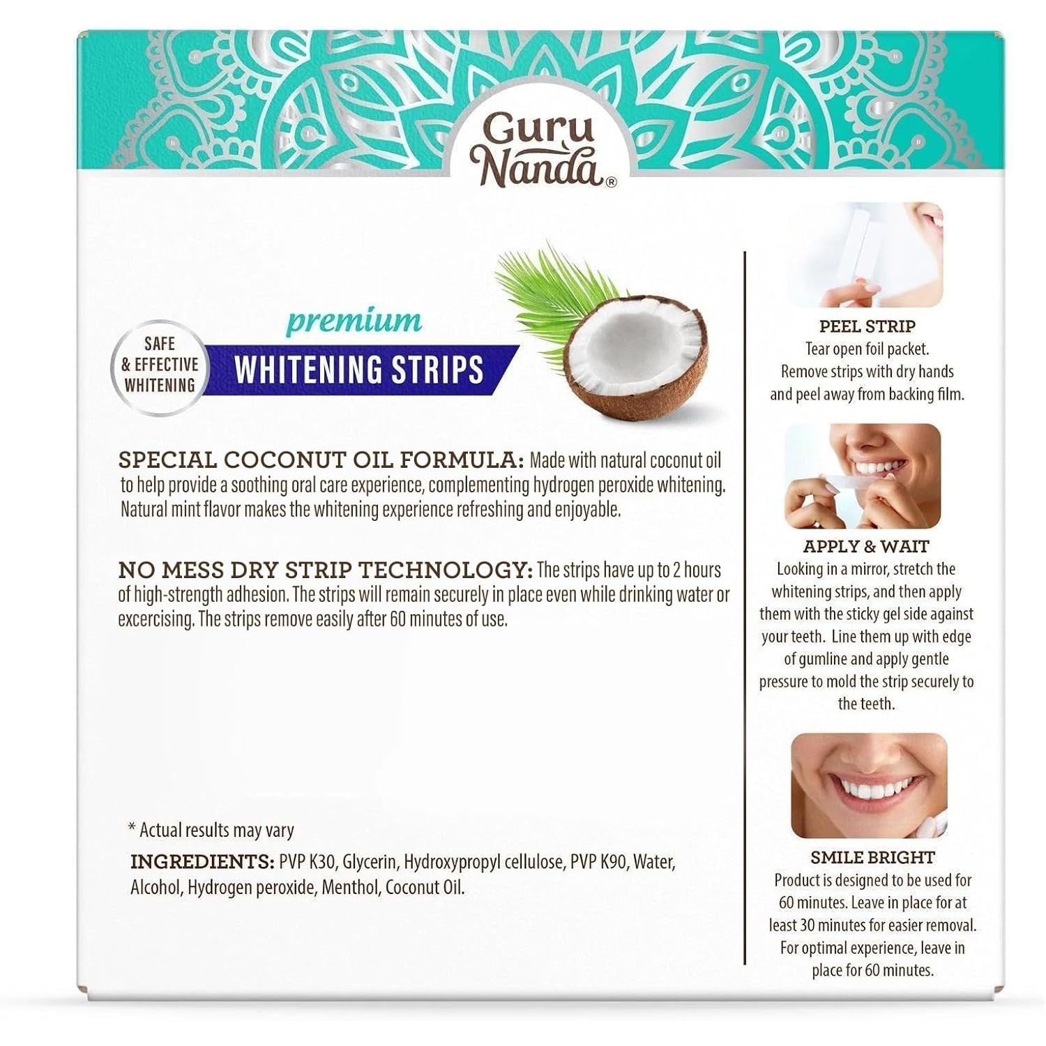 GuruNanda Premium Whitening Strips – 32 Strips | At-Home Teeth Whitening
