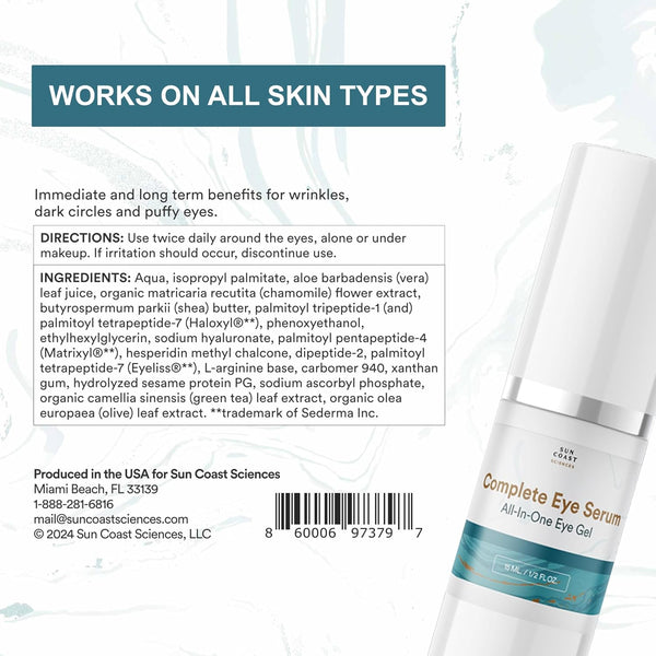 Sun Coast Sciences Complete Eye Serum – 15ml | All-In-One Eye Gel