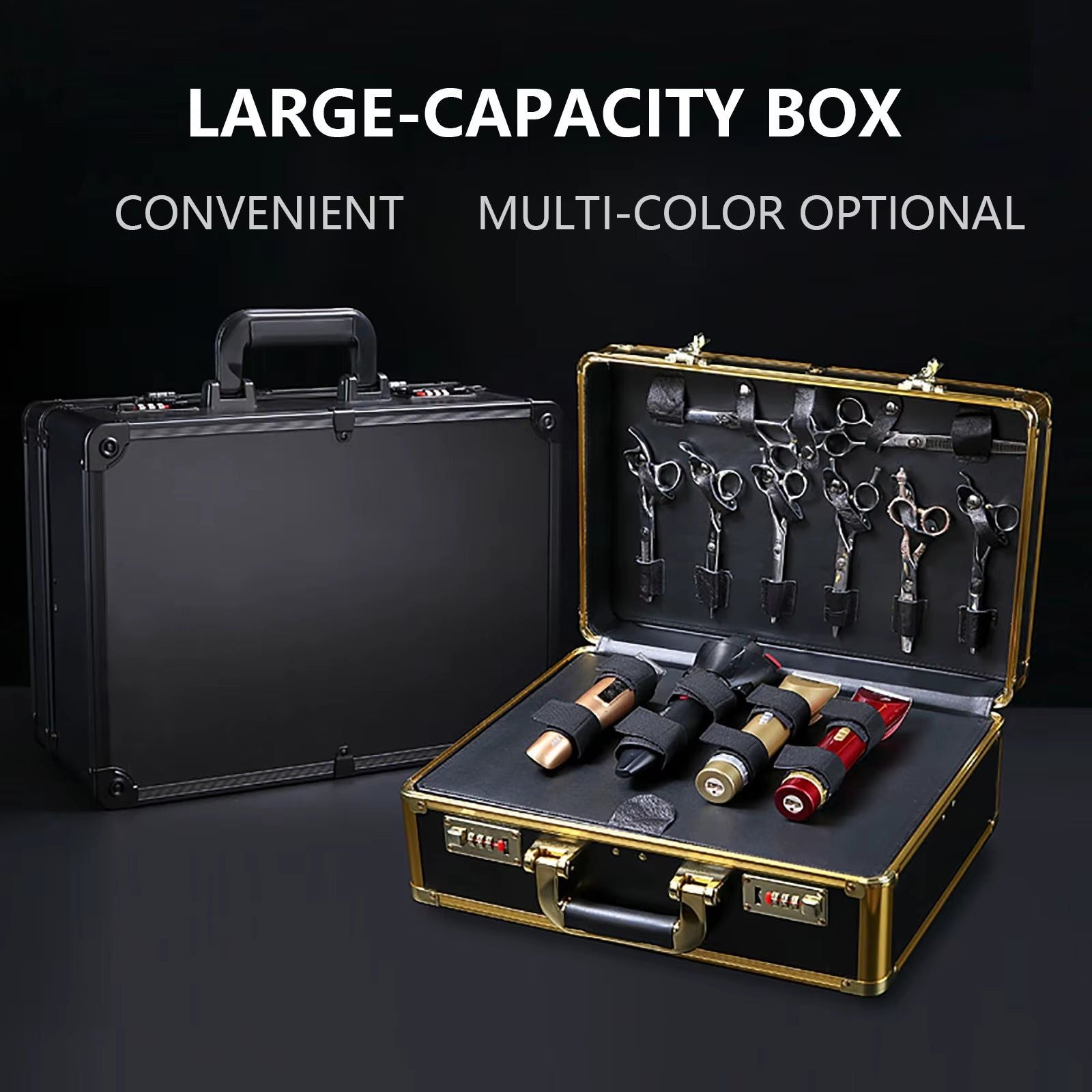 Rocky Crystal Large Hairdresser Case/Salon Beauty Barber Tool Kit Travel Carry Toolbox (Golden)