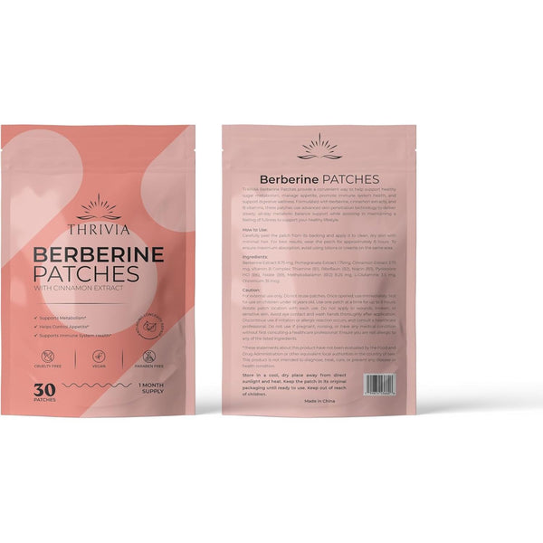 Berberine Patches for Healthy Metabolic Wellness | Patches with L Glutamine, Chromium, Pomegranate and Cinnamon (30 Count)