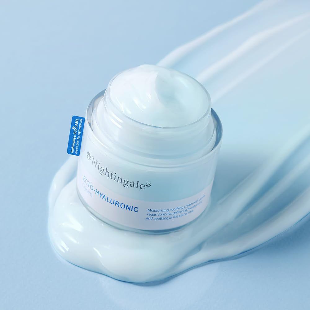 Ecto-Hyaluronic Cream with 8 Layer Hyaluronic Acid, Ectoin, Daily Face Moisturizer for Dry Skin, Fragrance Free, Hypoallergenic, Allergen Free, Cruelty Free, Vegan, Korean Skin Care