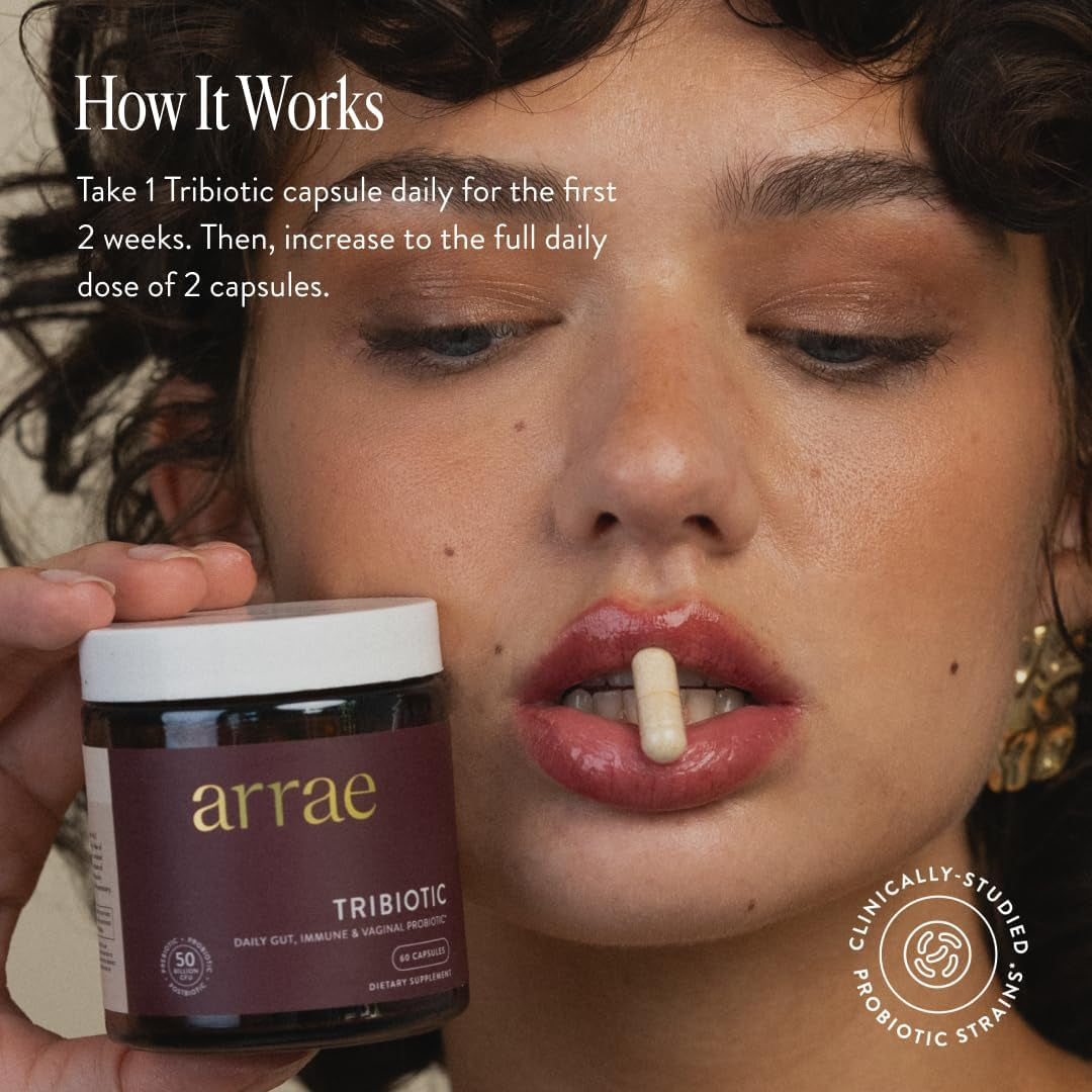 Arrae Tribiotic Women’s Probiotic – 60 Capsules | Gut, Vaginal, Skin & Immune Health Support