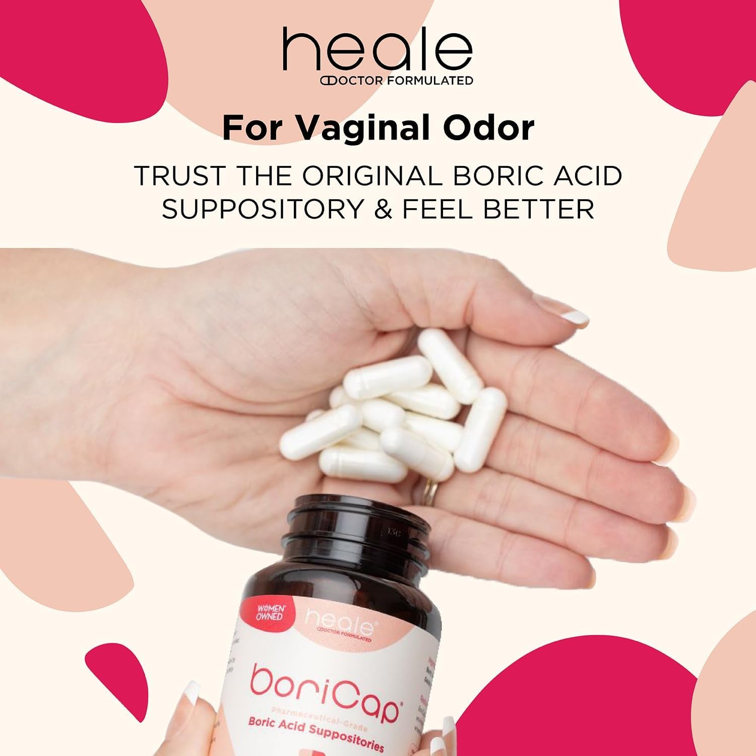 BoriCap Boric Acid Suppositories – 60 Capsules | Vaginal Balance & Odor Control