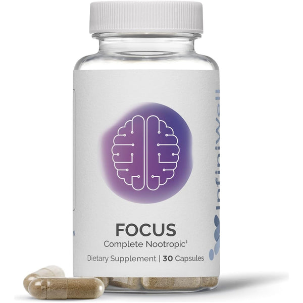 InfiniWell Focus Complete Nootropic – 30 Capsules | Boost Memory, Mental Clarity & Eye Health
