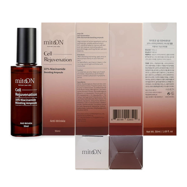 mito:ON Cell Rejuvenation 10% Niacinamide Boosting Ampoule – 50ml | Anti-Aging, Brightening & Skin Barrier Repair