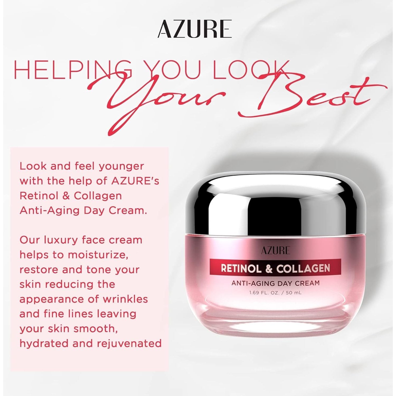 Azure Cosmetics Retinol & Collagen Anti-Aging Day Cream – 50ml | All-Day Hydration & Youthful Radiance
