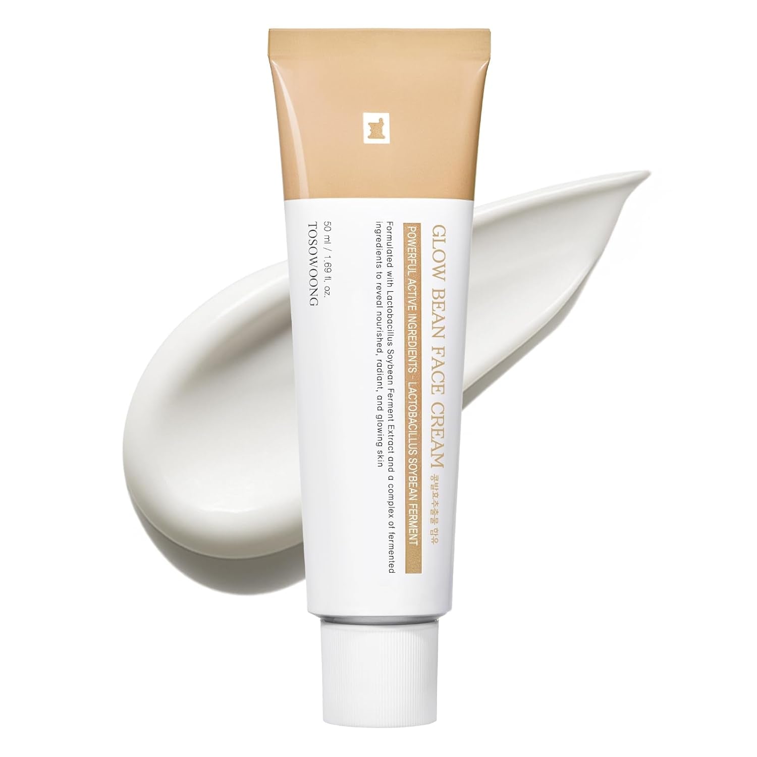 Glow Bean Face Cream, 63,844Ppm Soybean Ferment Extract, Korean Skincare for Glass Skin, Moisturizer, Relief, Smooth, Nourished Skin, Anti-Aging, Hydrating, K Beauty, 50 Ml / 1.69 Fl. Oz.