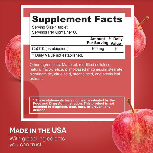 EZ Melts Dissolvable Vitamins Ubiquinol 100mg – 60 Tablets | Fast-Melting CoQ10 for Heart & Cellular Health