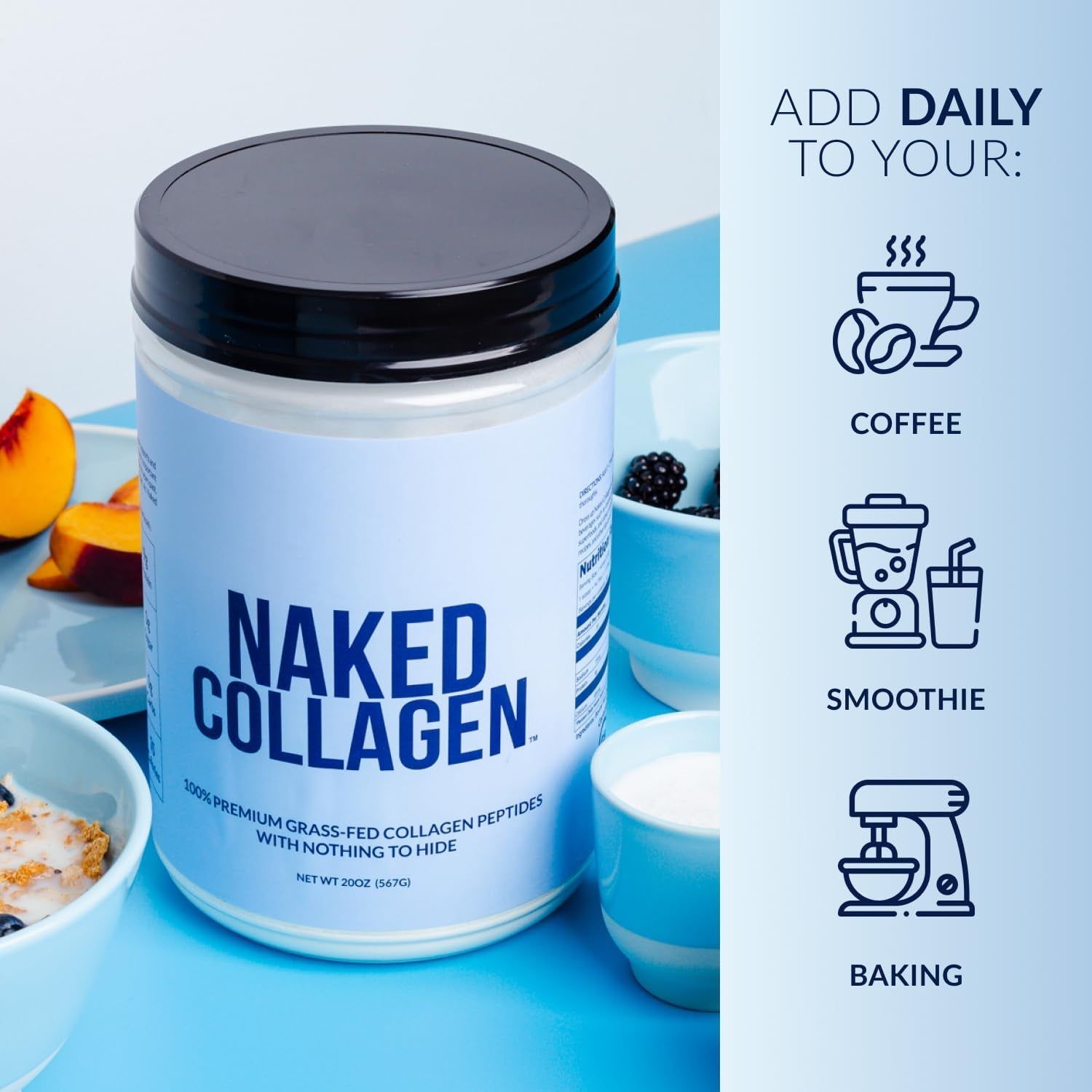 Naked Nutrition Naked Collagen Peptides – 567g | Pure Hydrolyzed Collagen for Skin, Hair, Joints & Workout Recovery