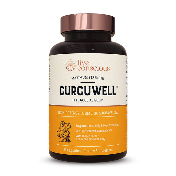Live Conscious CURCUWELL – 30 Capsules | Advanced Turmeric & Boswellia Supplement for Joint, Heart & Immune Support