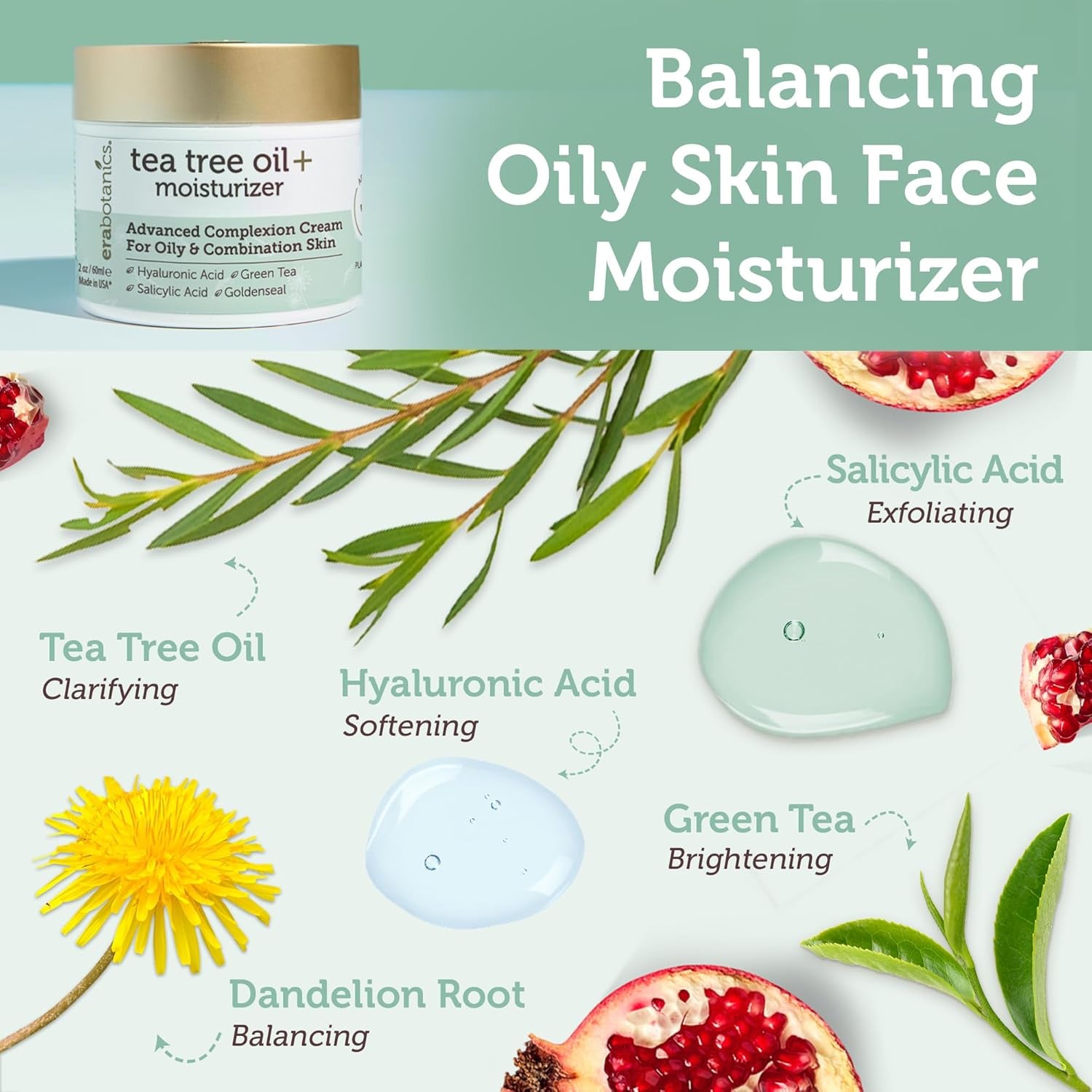 Era Organics Tea Tree Oil + Moisturizer – 60ml | Blemish Control & Oil Balancing Cream