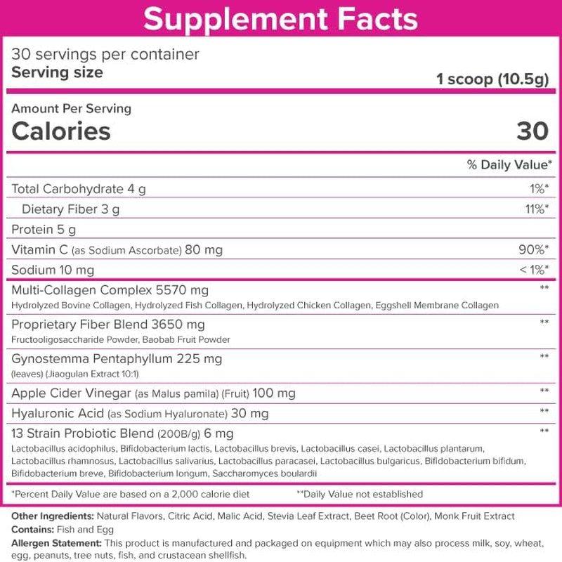SkinnyFit Super Youth Multi-Collagen Peptides – Tropical Punch Flavor (313g) | 5 Collagen Types + Probiotics for Beauty & Wellness