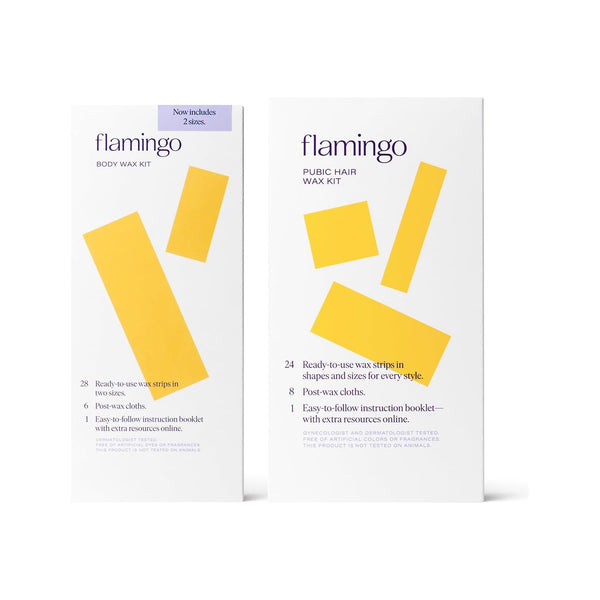 Flamingo Body Wax Kit – Body & Bikini | 52 Wax Strips + 14 Post-Wax Cloths